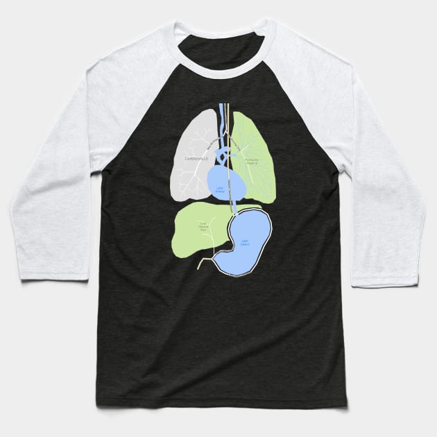 Internal Organs Street Map Baseball T-Shirt by Ironmatter